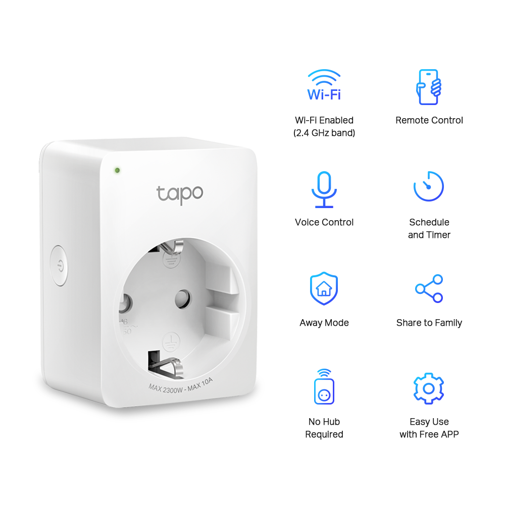 Prise Wi-Fi intelligente Mini TP-LINK (TAPO P100, lot de 2)