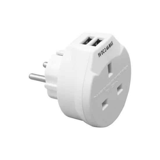Adaptador de viaje europeo Daewoo de 1 vía, 2 USB, 5 V, 2,4 A