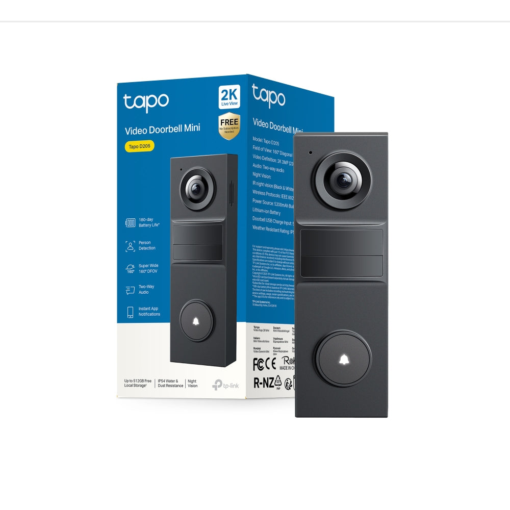 TP-LINK Tapo 2K 3MP Battery Video Doorbell - D205