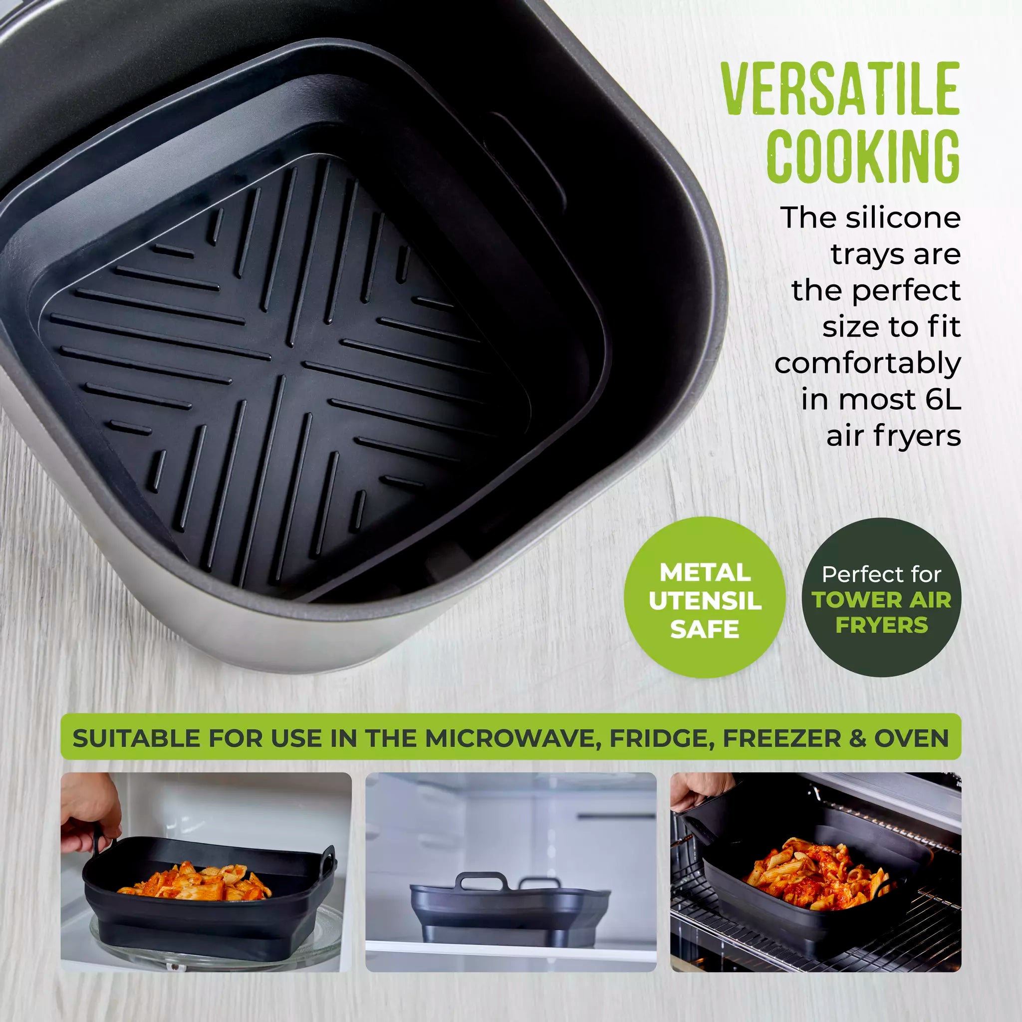 Tower 2-piece Non-Stick Square Foldable Silicone Tray Set - T843092