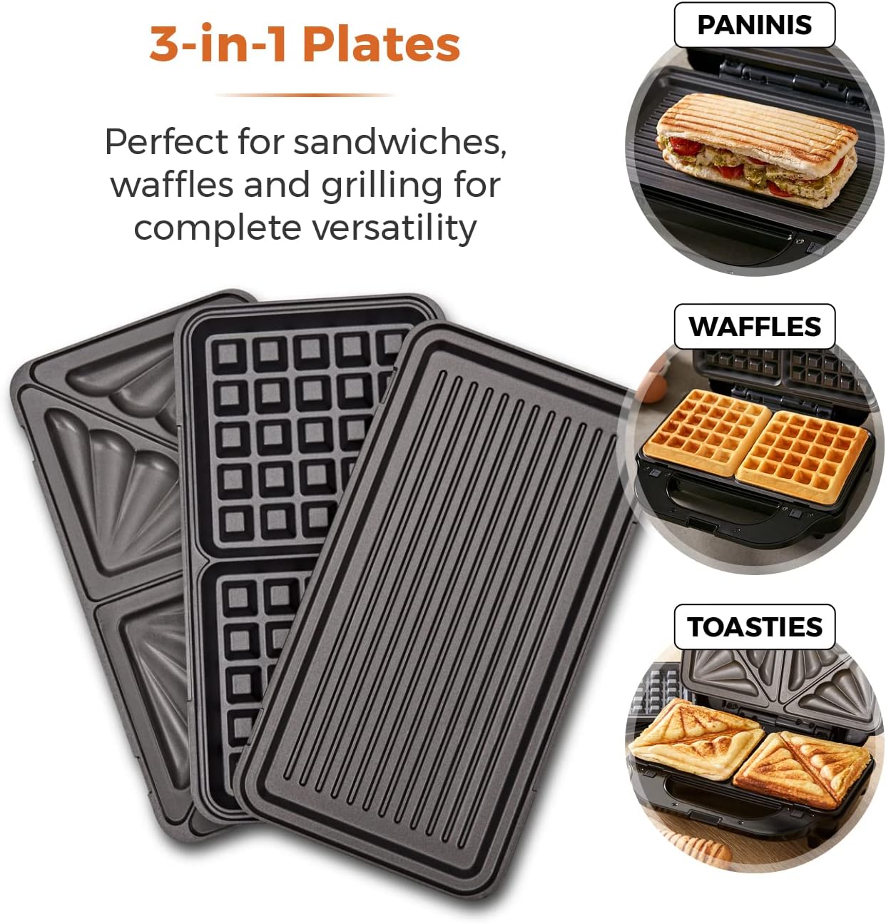 Sandwichera Tower 3 en 1 | Plateada - T27032