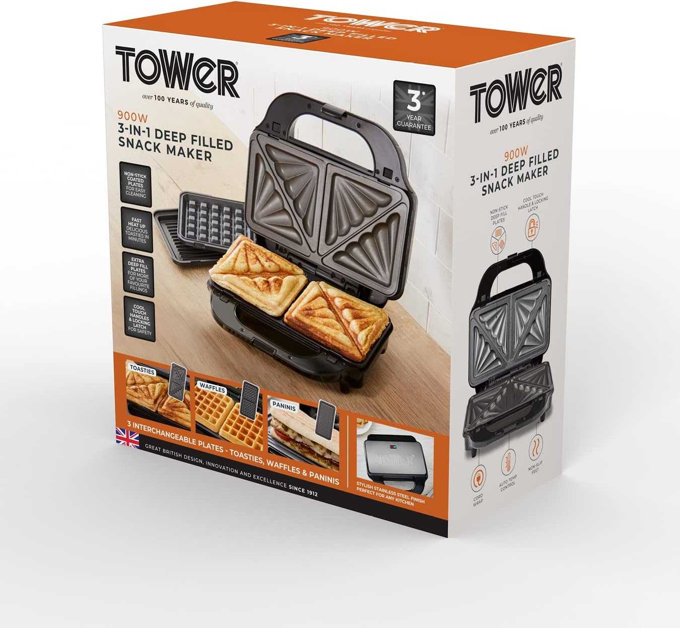 Sandwichera Tower 3 en 1 | Plateada - T27032