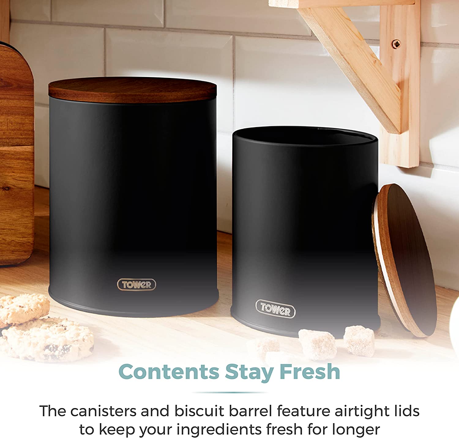 Juego de almacenamiento de 5 piezas de acacia Tower Scandi