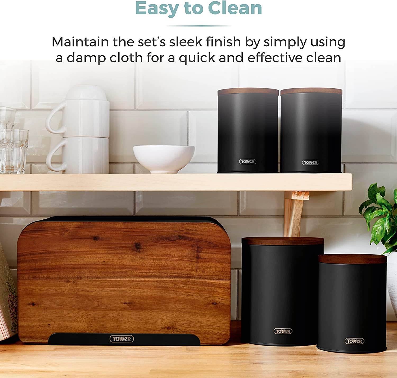 Juego de almacenamiento de 5 piezas de acacia Tower Scandi