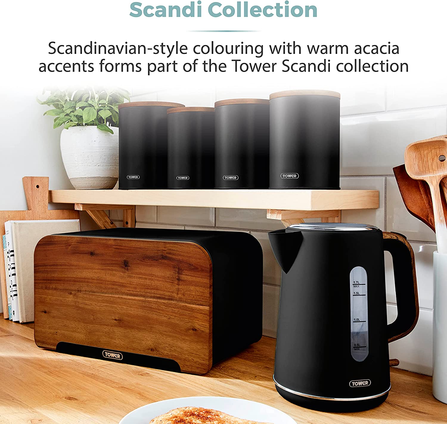 Juego de almacenamiento de 5 piezas de acacia Tower Scandi