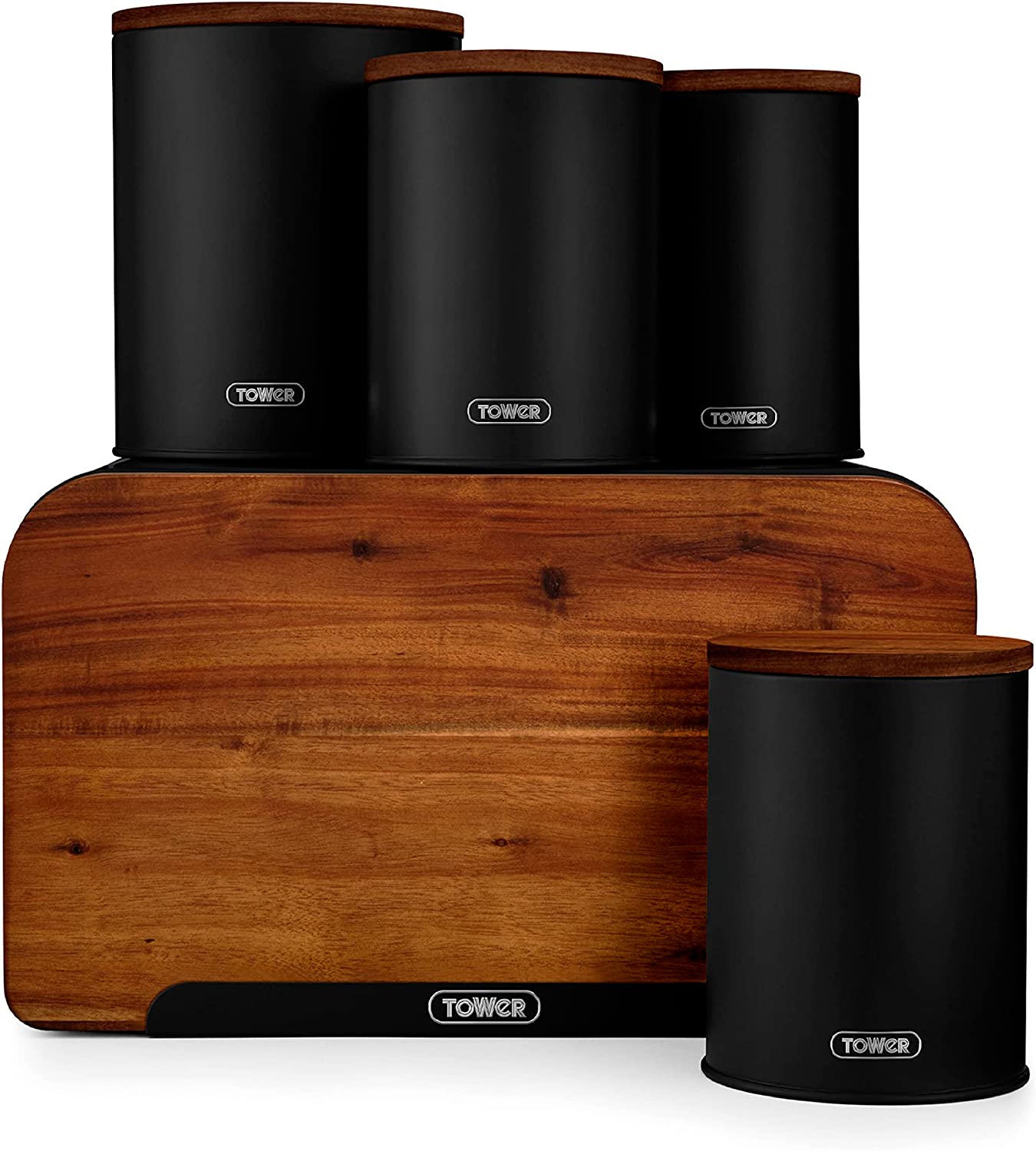 Juego de almacenamiento de 5 piezas de acacia Tower Scandi