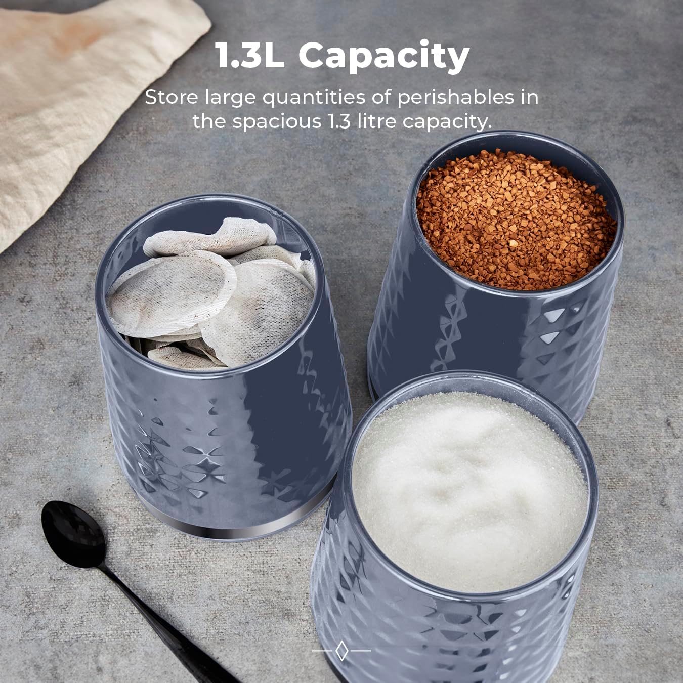 Tower Solitaire 3 Piece Canister Set - Grey | T826207GRY