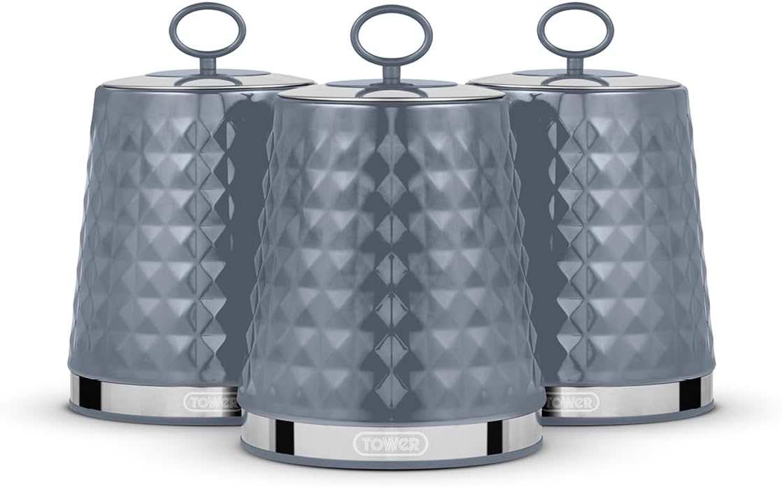 Tower Solitaire 3 Piece Canister Set - Grey | T826207GRY