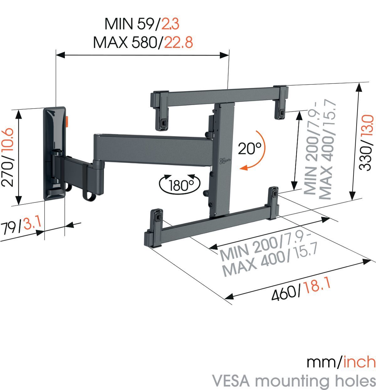 Vogel's Full-Motion+ TV Wall Mount | 32 to 65''