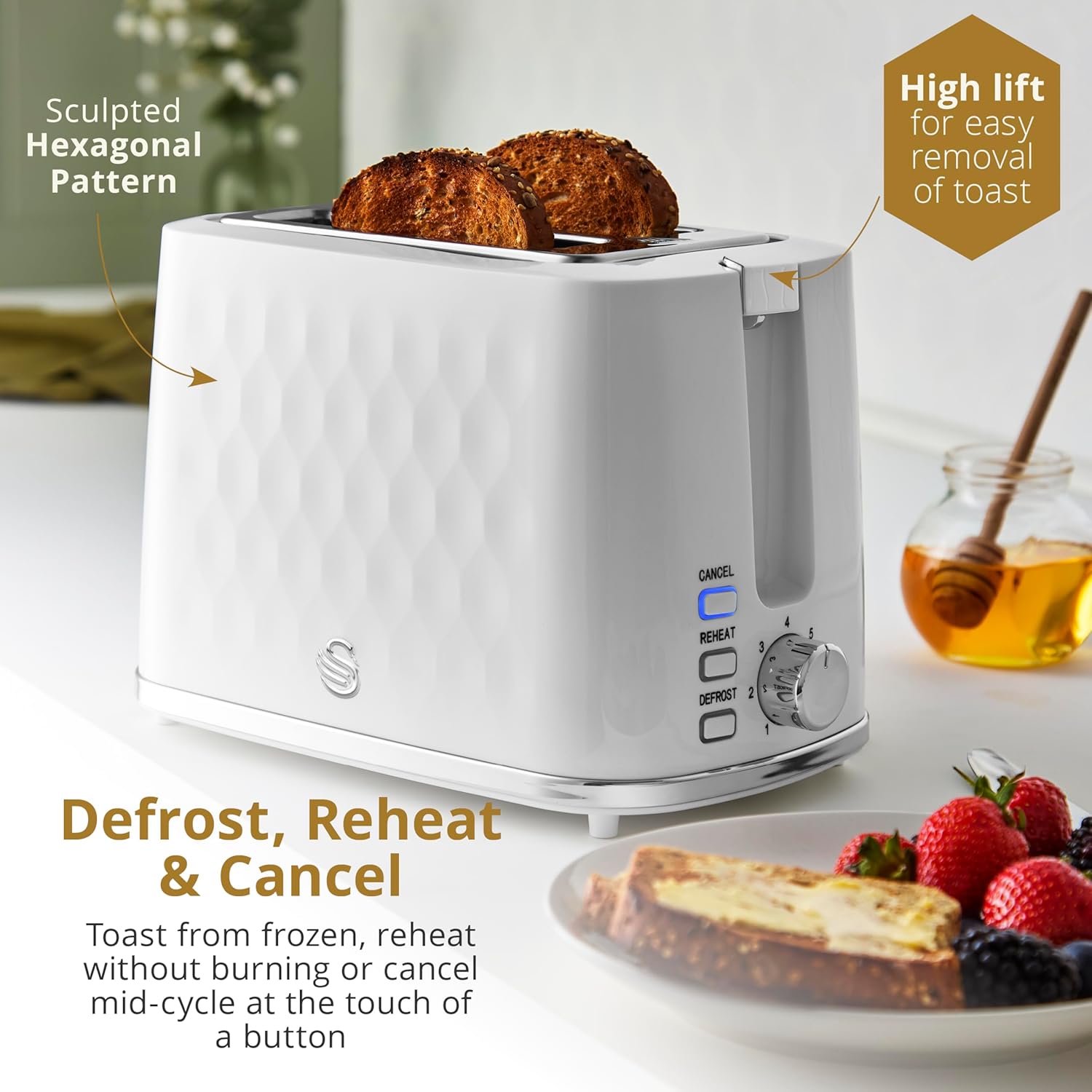 Swan Hexton 2 Slice Toaster - White