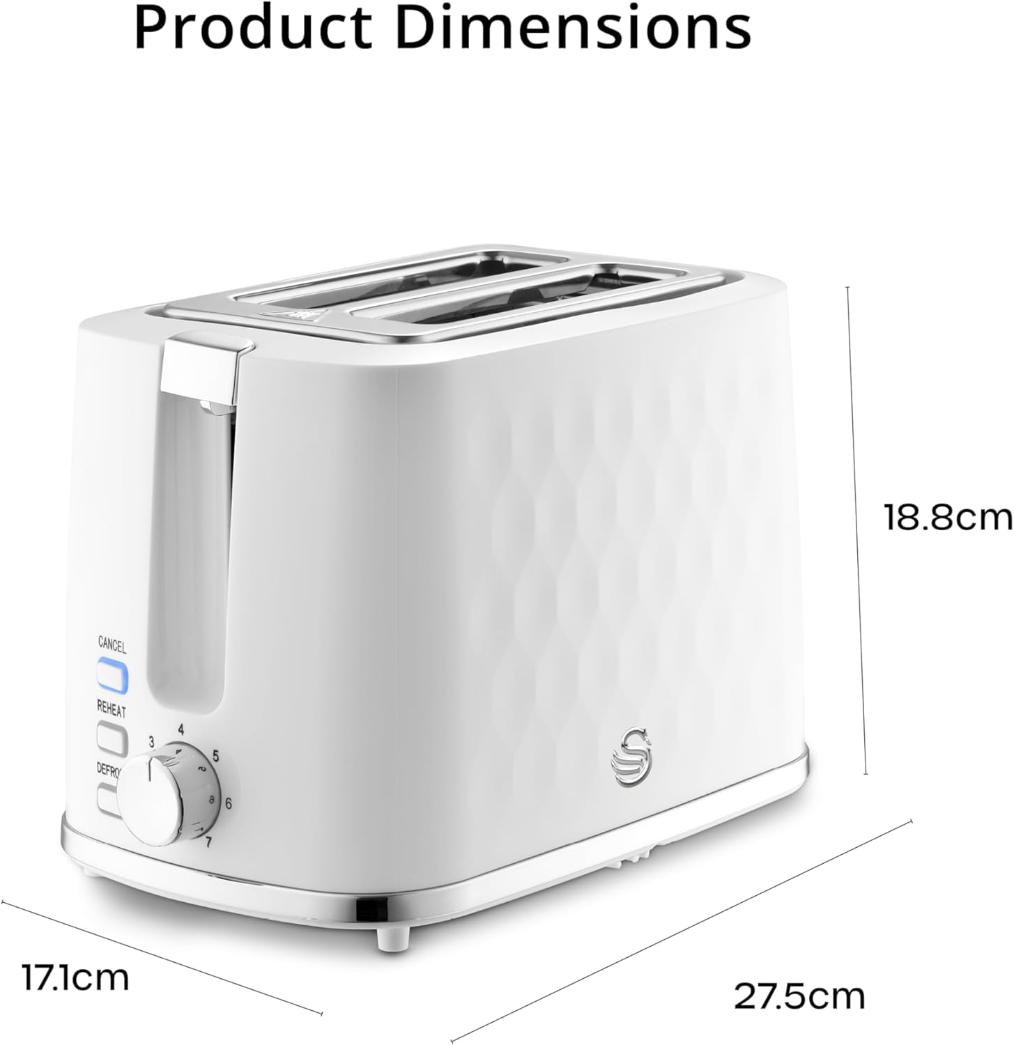 Swan Hexton 2 Slice Toaster - White