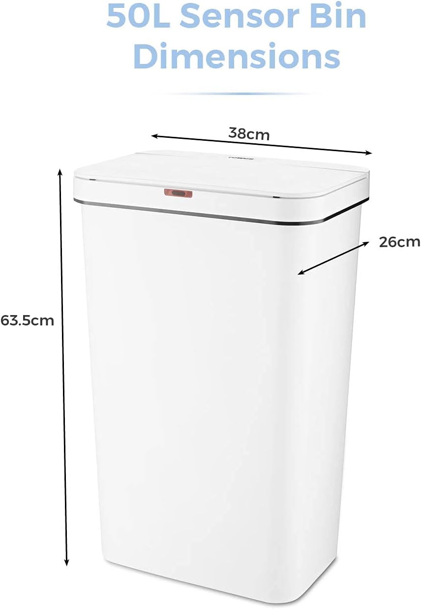Tower 50L Sensor Bin - White
