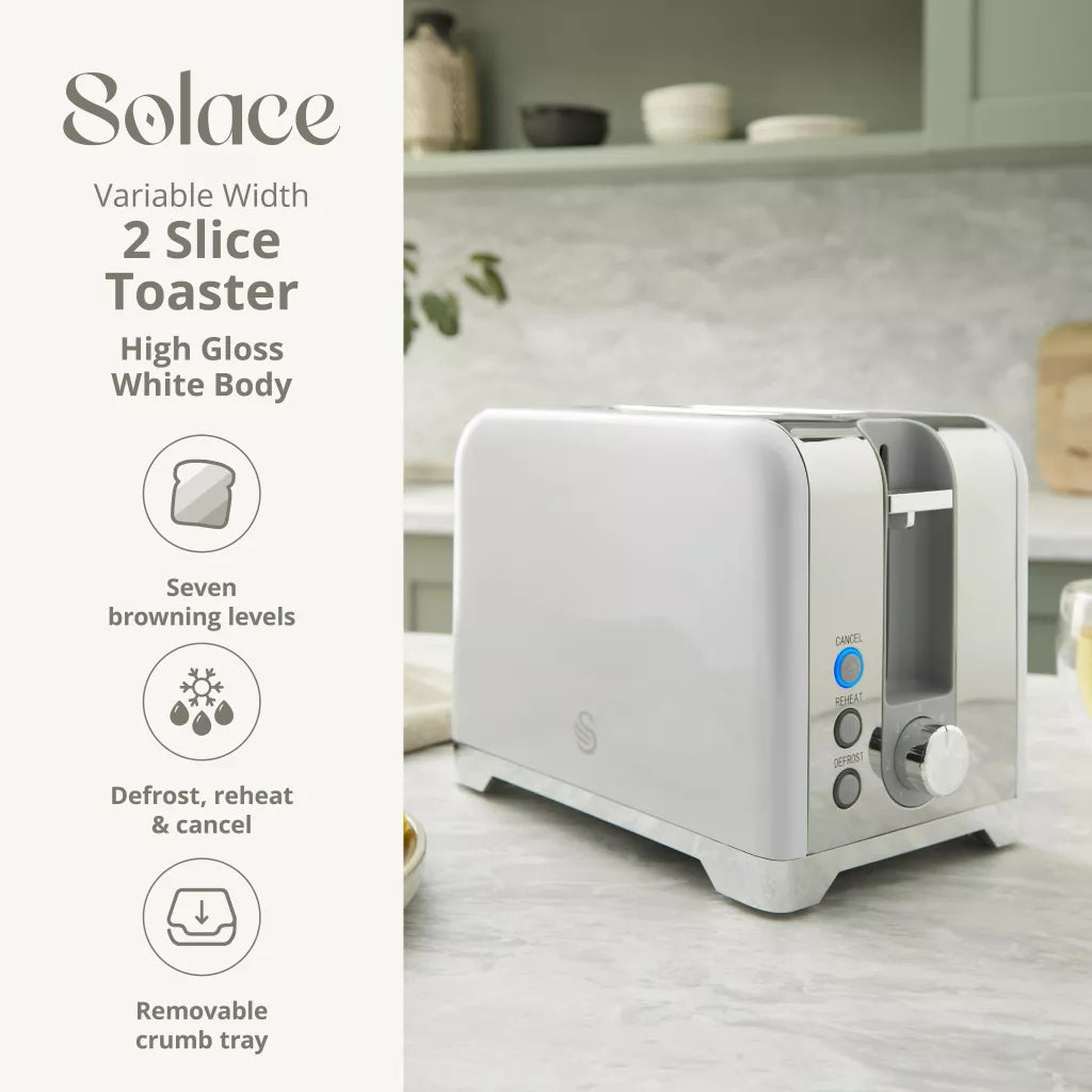 Swan Solace 2 Slice Stainless Steel Toaster