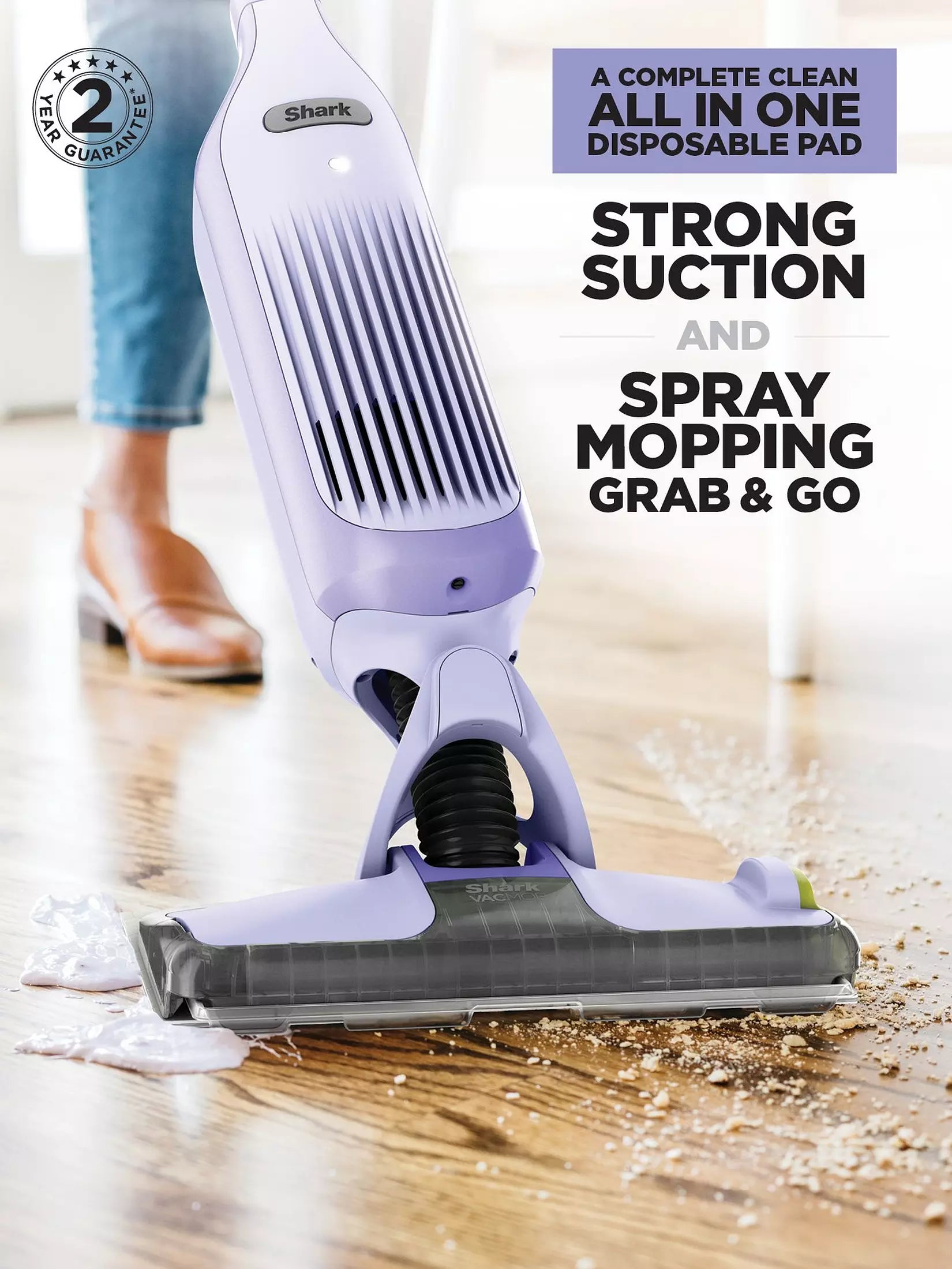 Shark VacMop 2-in-1 Cordless Vacuum Mop with Targeted Spray Lavender - VM200UKPL