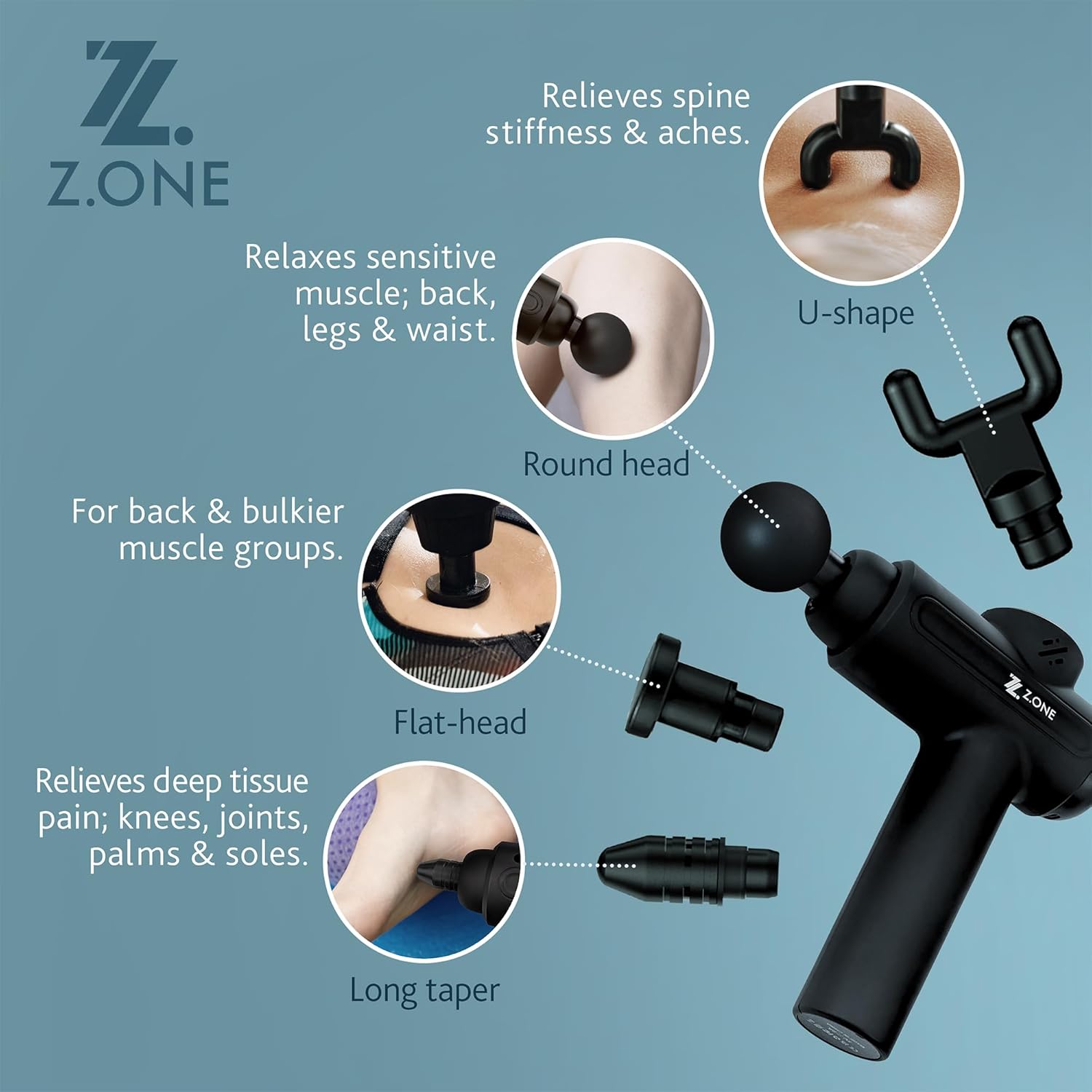 Z.ONE Deep Tissue Massage Gun for Muscle Pain Relief