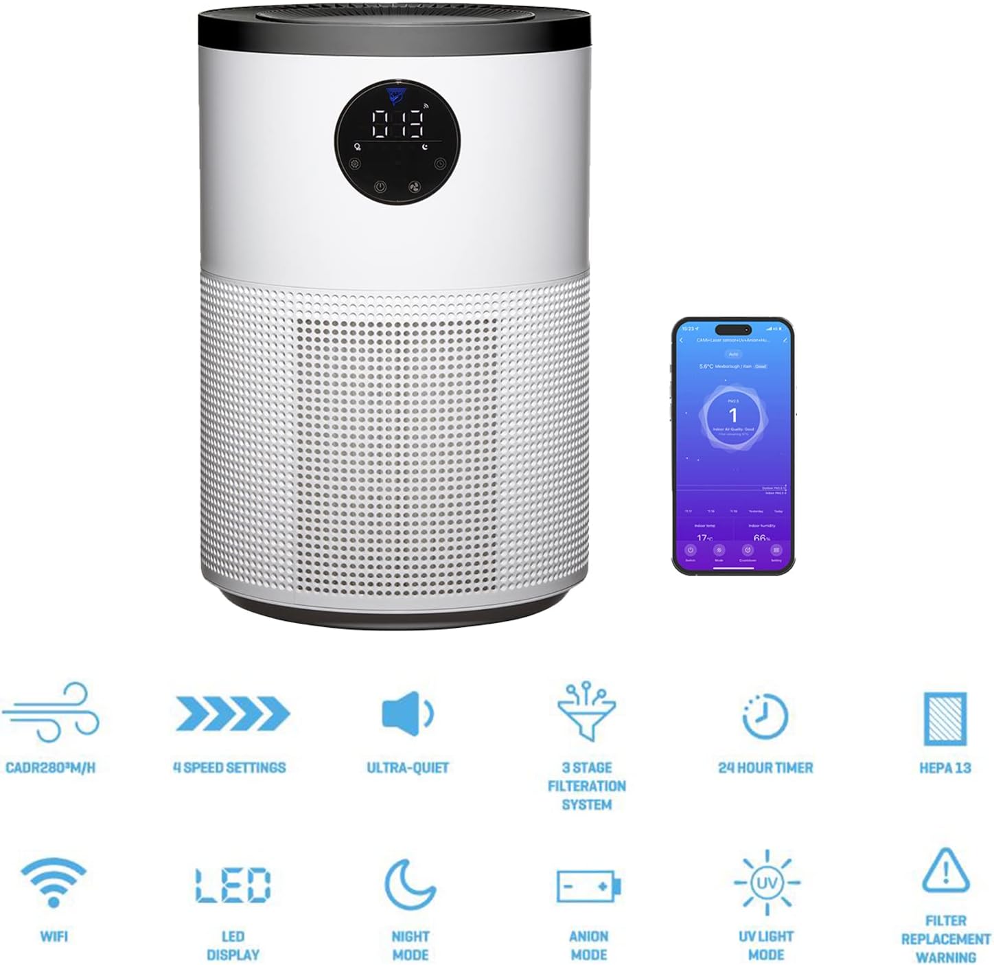 Daewoo Smart Air Purifier With WIFI - COL1563