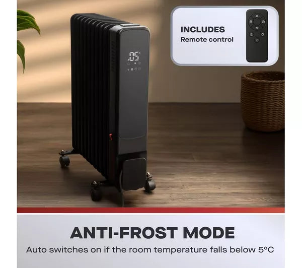 Daewoo Black Portable Oil-Filled Radiator - HEA1978GE