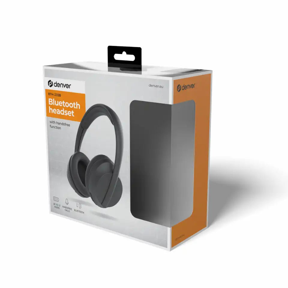 Auriculares inalámbricos Bluetooth Denver con función manos libres, color negro | BTH-235B