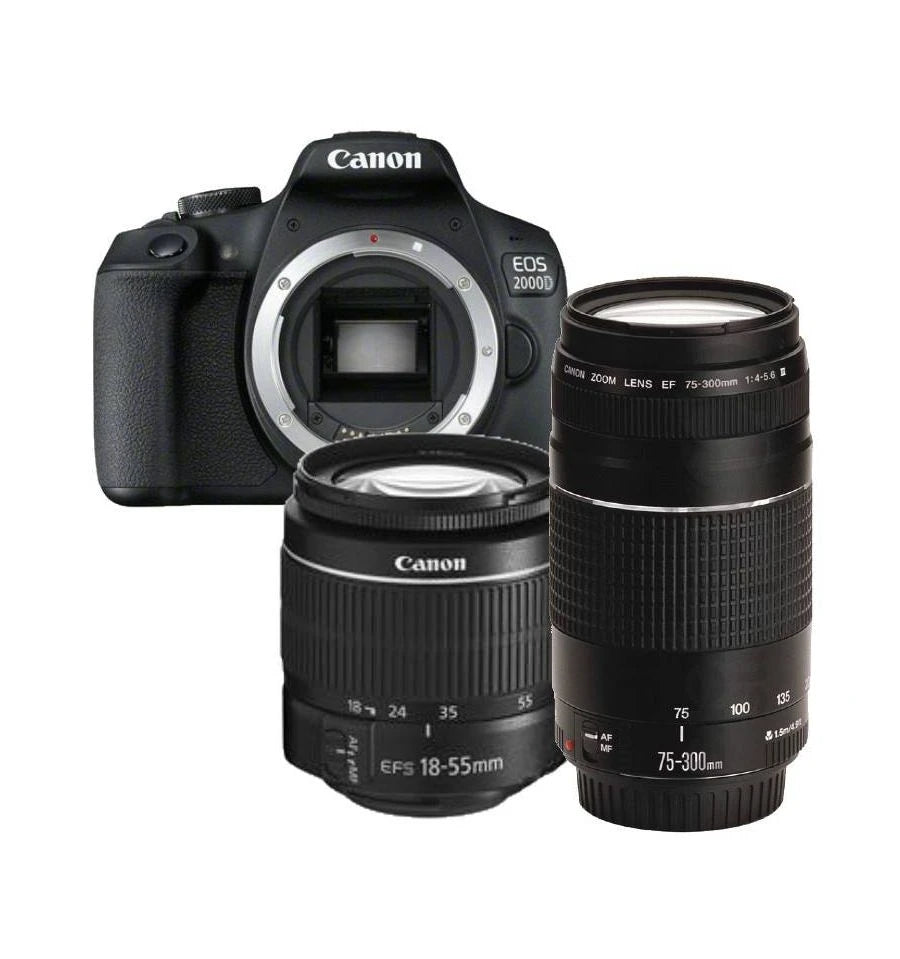 Cámara Canon D.CAM EOS 2000D + 18-55 mm III f/3,5-5,6 + 75-300 mm f/4-5,6 III | 2728C051