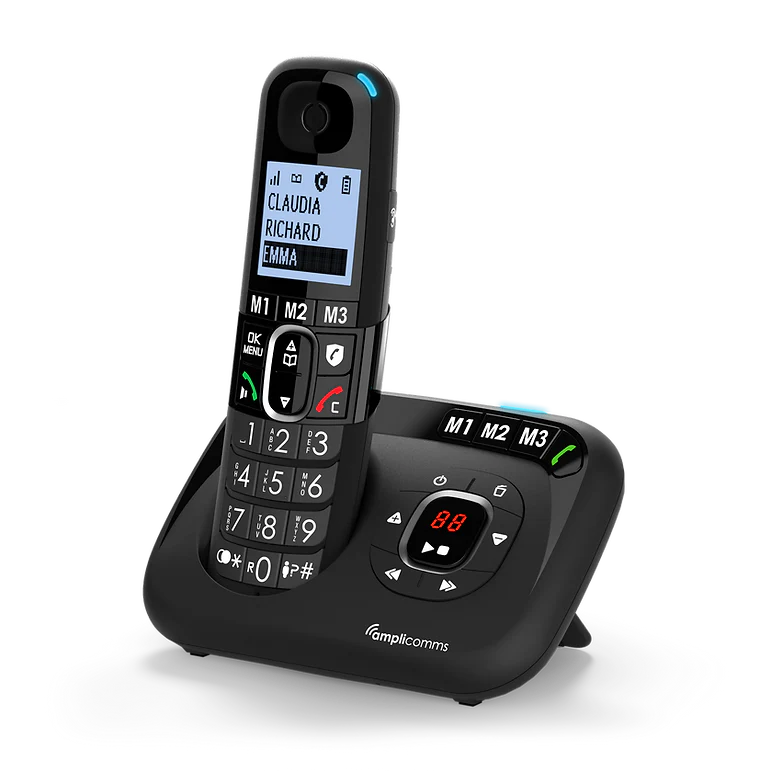 Amplicomms BigTel 1580 Black Answering Machine Solo - Cordless Phone