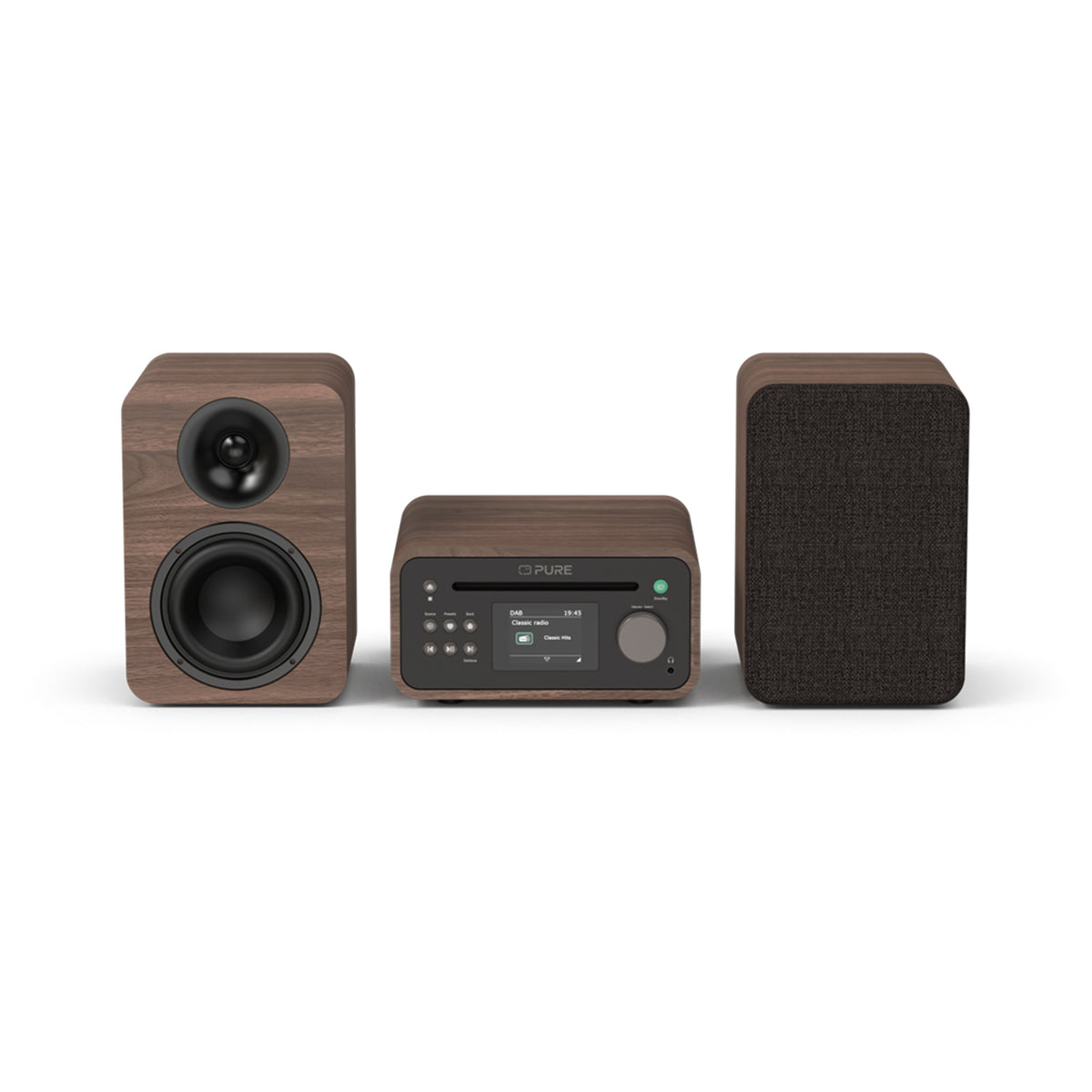 Classic Stereo Mini Stereo System Cotton Coffee Brown/Oak - 254592