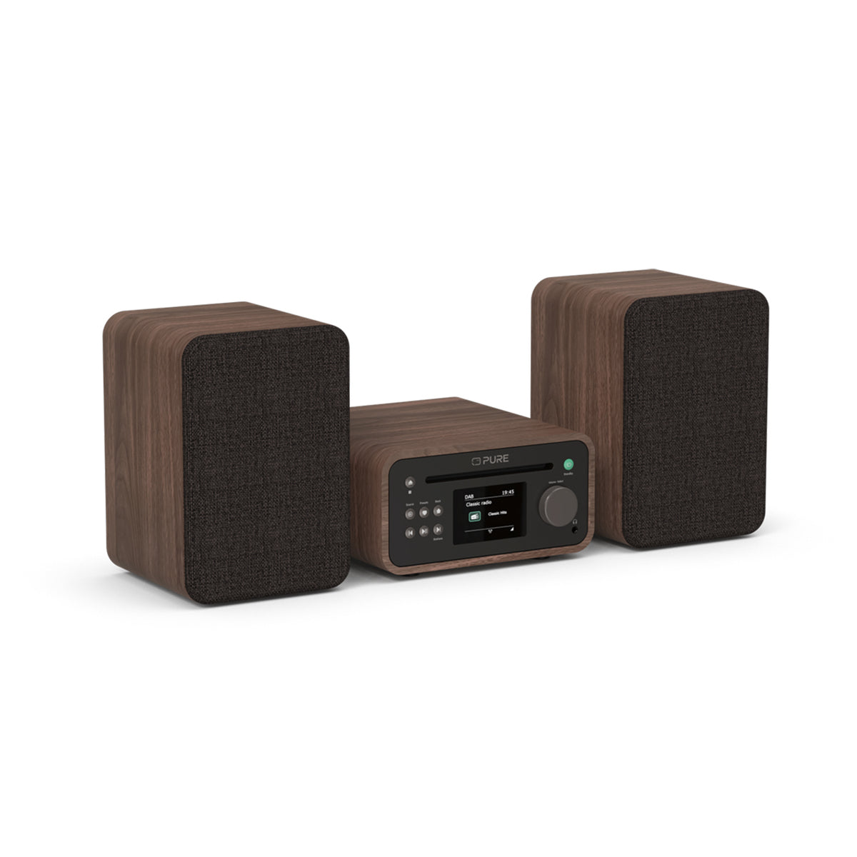 Classic Stereo Mini Stereo System Cotton Coffee Brown/Oak - 254592