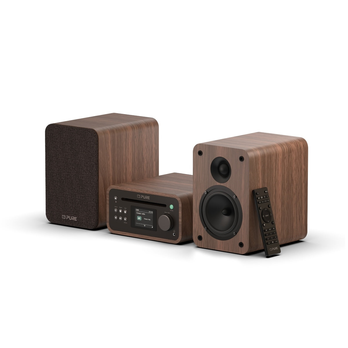 Classic Stereo Mini Stereo System Cotton Coffee Brown/Oak - 254592