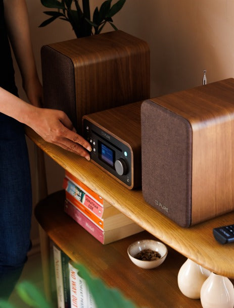 Classic Stereo Mini Stereo System Cotton Coffee Brown/Oak - 254592