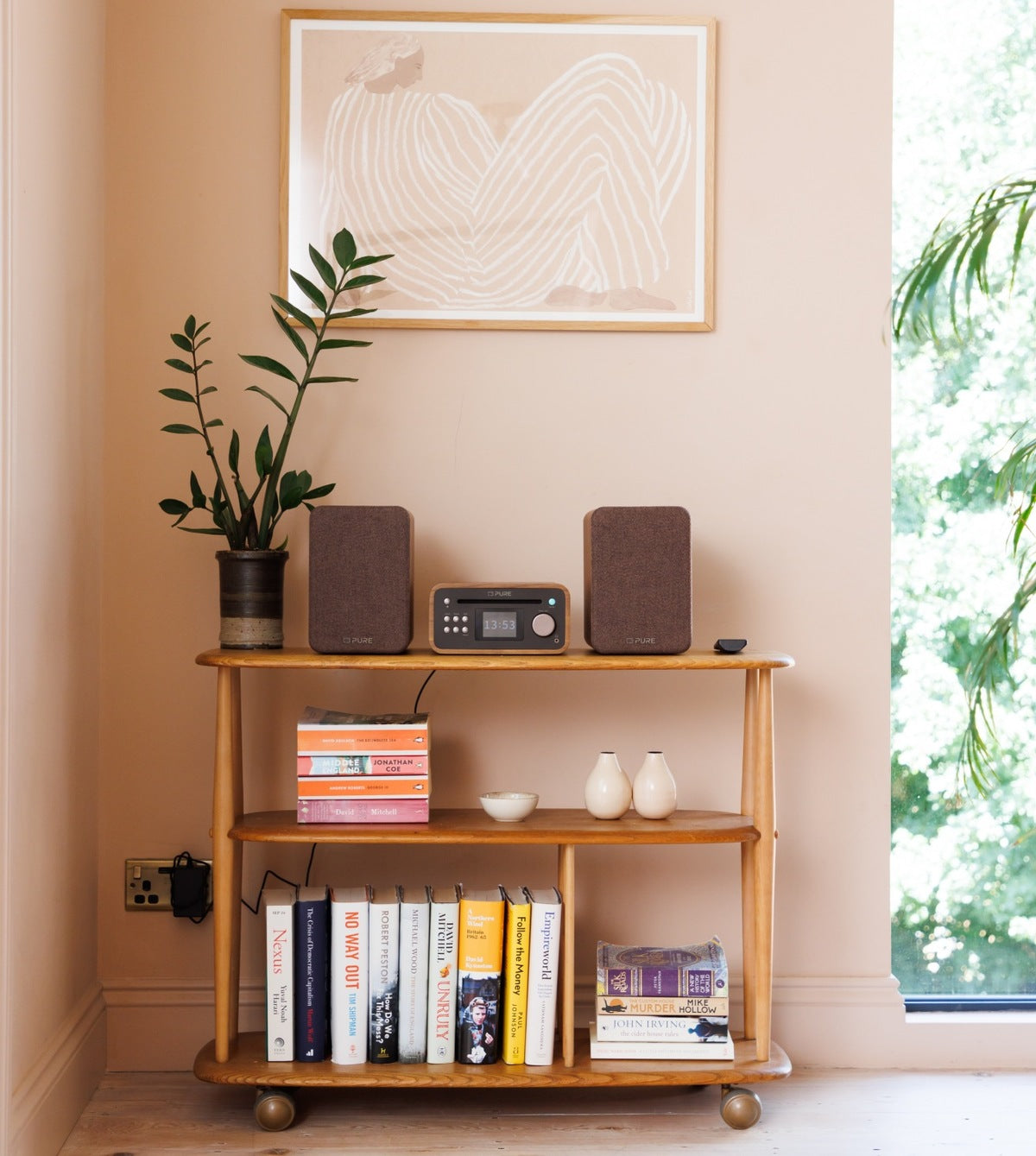 Classic Stereo Mini Stereo System Cotton Coffee Brown/Oak - 254592