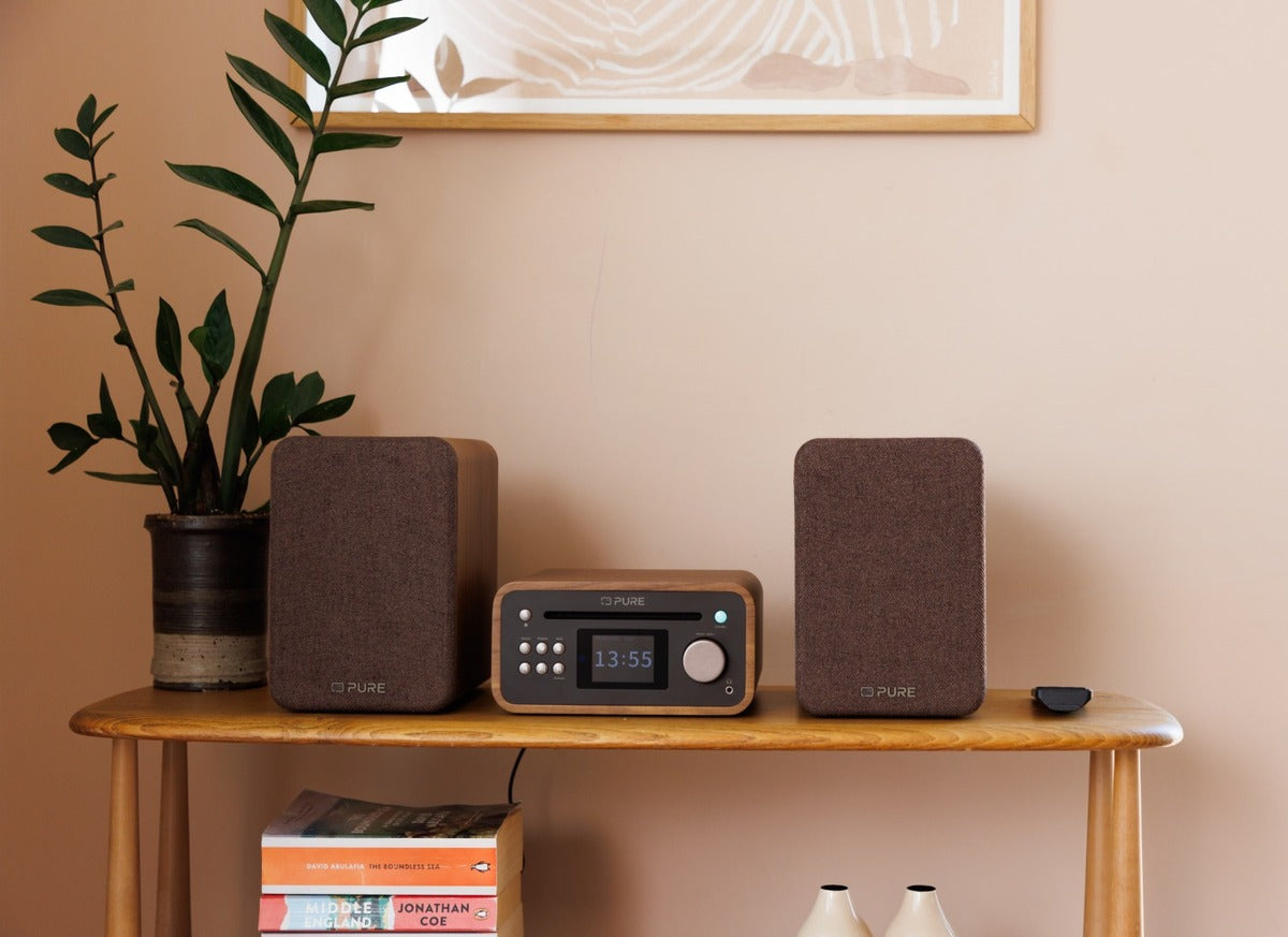Classic Stereo Mini Stereo System Cotton Coffee Brown/Oak - 254592