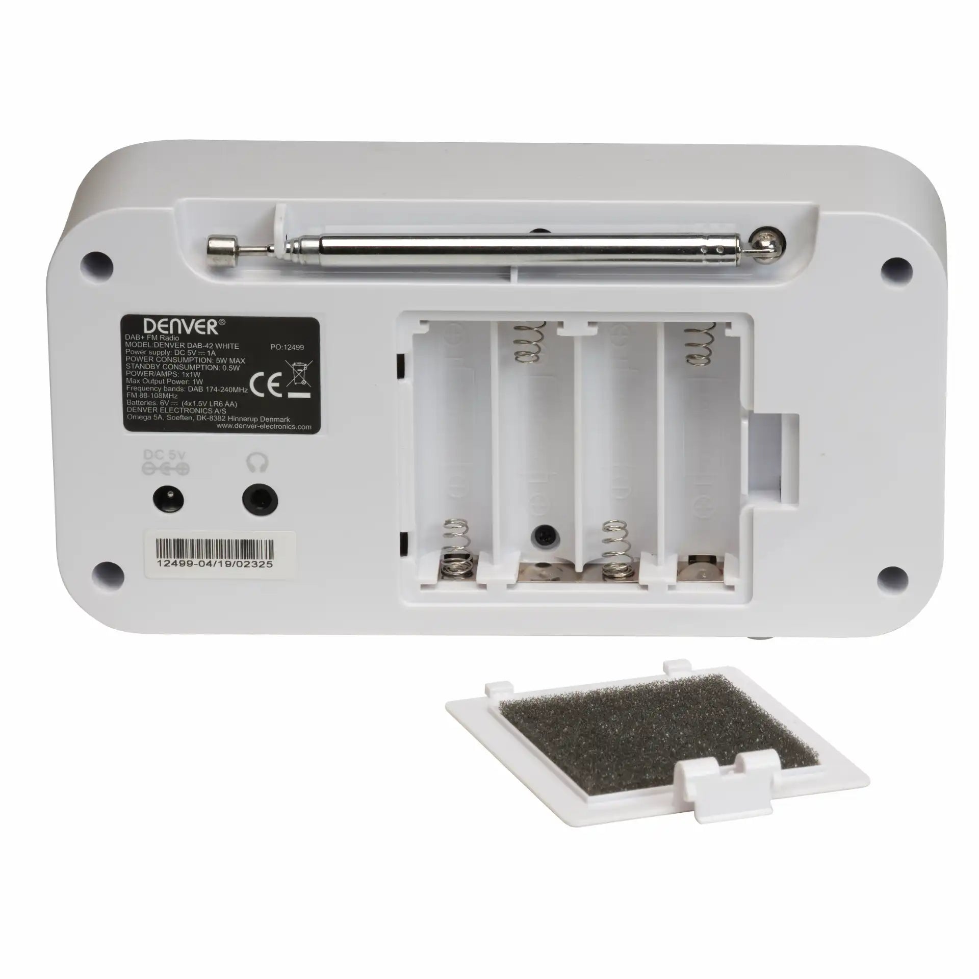 Denver White DAB Digital Radio with built-in FM radio | DAB-42W