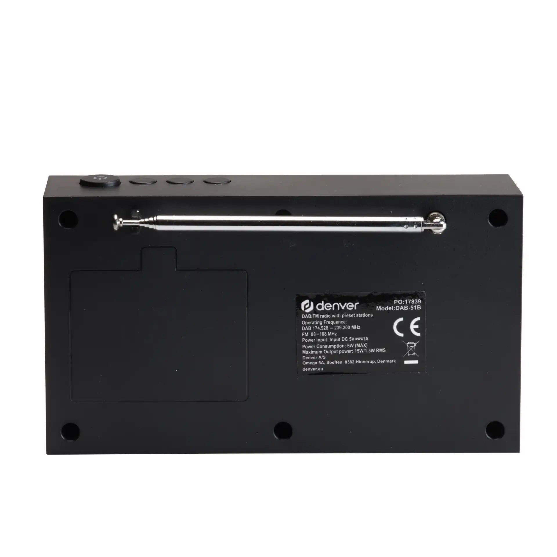 Denver Black DAB+/FM Radio with clock & dual alarm | DAB-51B