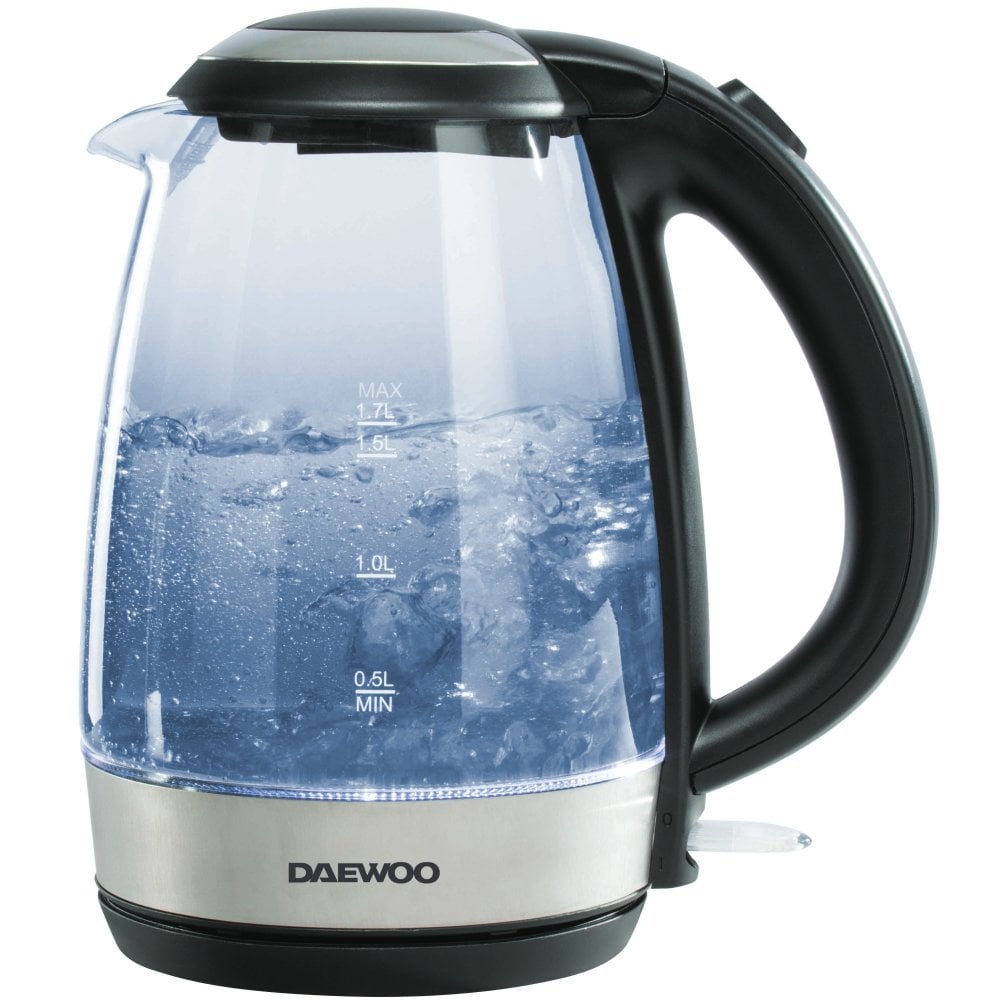 Hervidor de agua de cristal Daewoo de 1,7 l con LED
