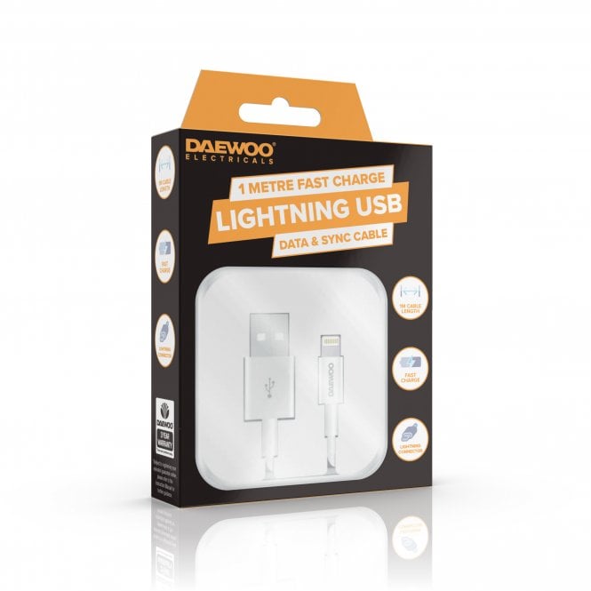 DAEWOO 1 Metre USB-A To 8 Pin Lightning-Fast Charge Cable | ELA1341GE