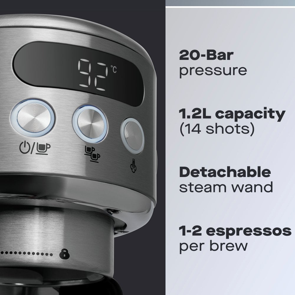 Daewoo 20 Bar Digital Compact Espresso Coffee Maker - SDA2700GE