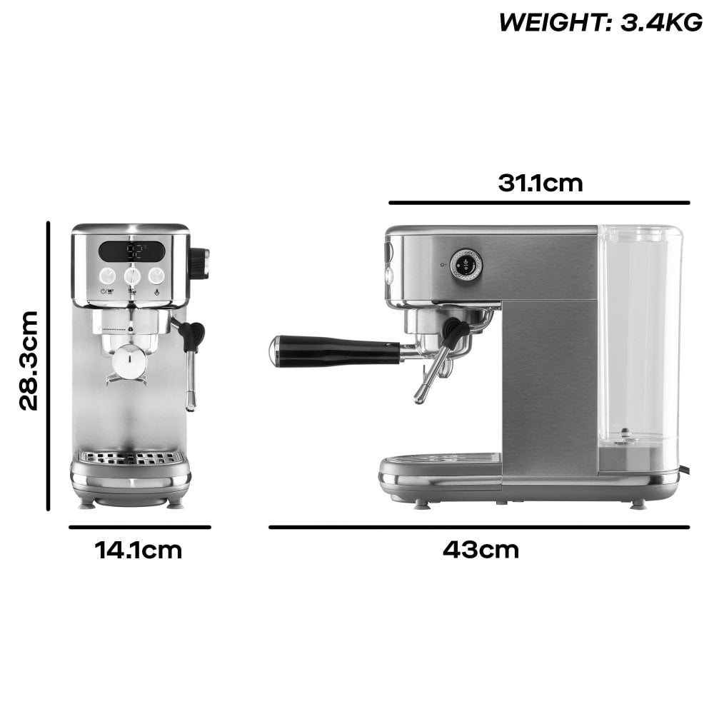 Daewoo 20 Bar Digital Compact Espresso Coffee Maker - SDA2700GE