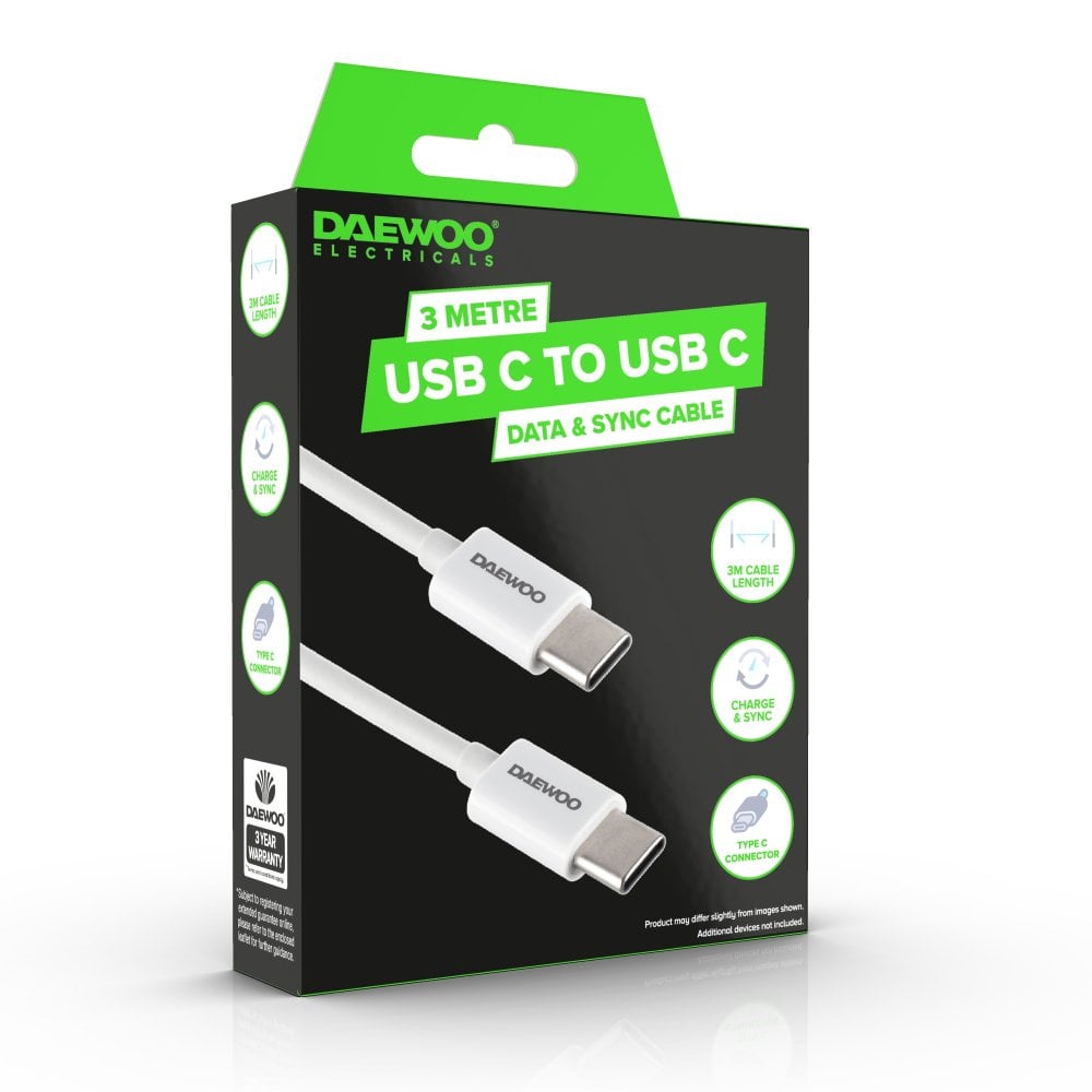 Daewoo 3 Metre USB-C to USB-C Charge Cable