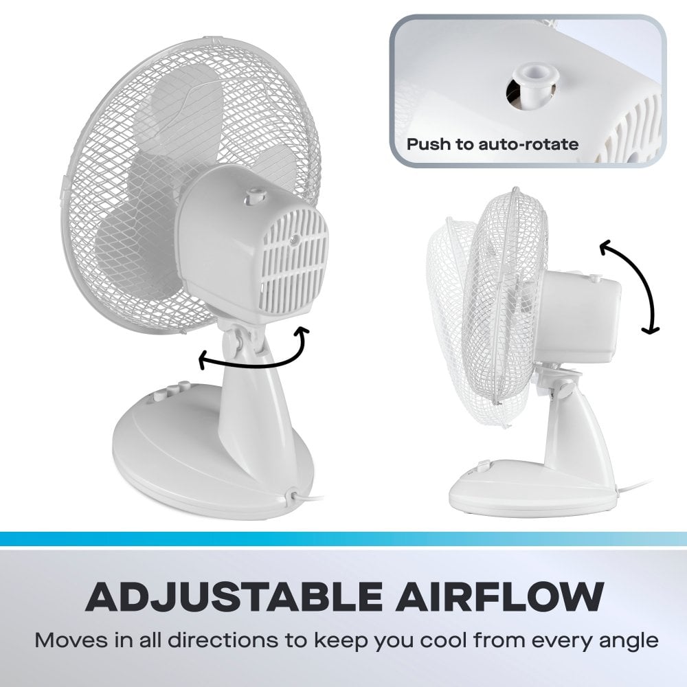 DAEWOO 9" White Desk Fan