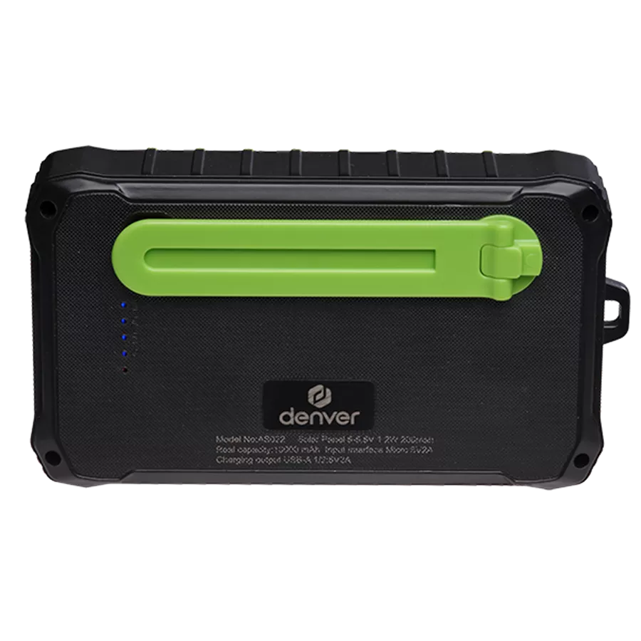 Batería externa solar Denver de 10 000 mAh con dinamo de manivela | PSO-10012