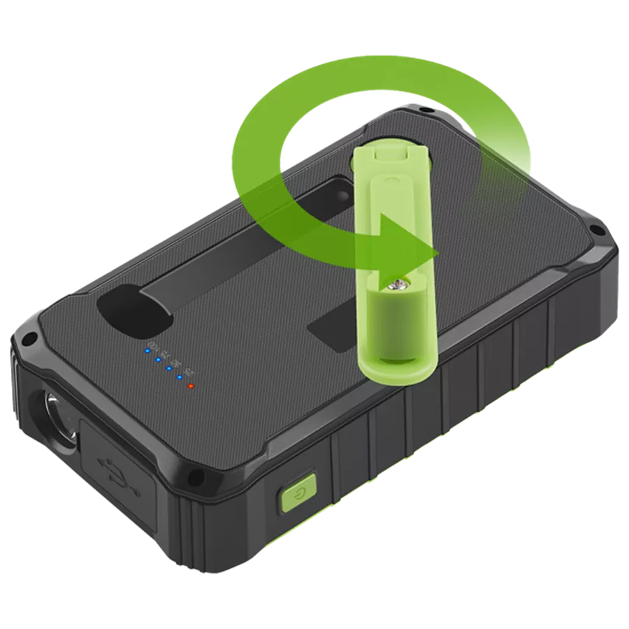 Batería externa solar Denver de 10 000 mAh con dinamo de manivela | PSO-10012