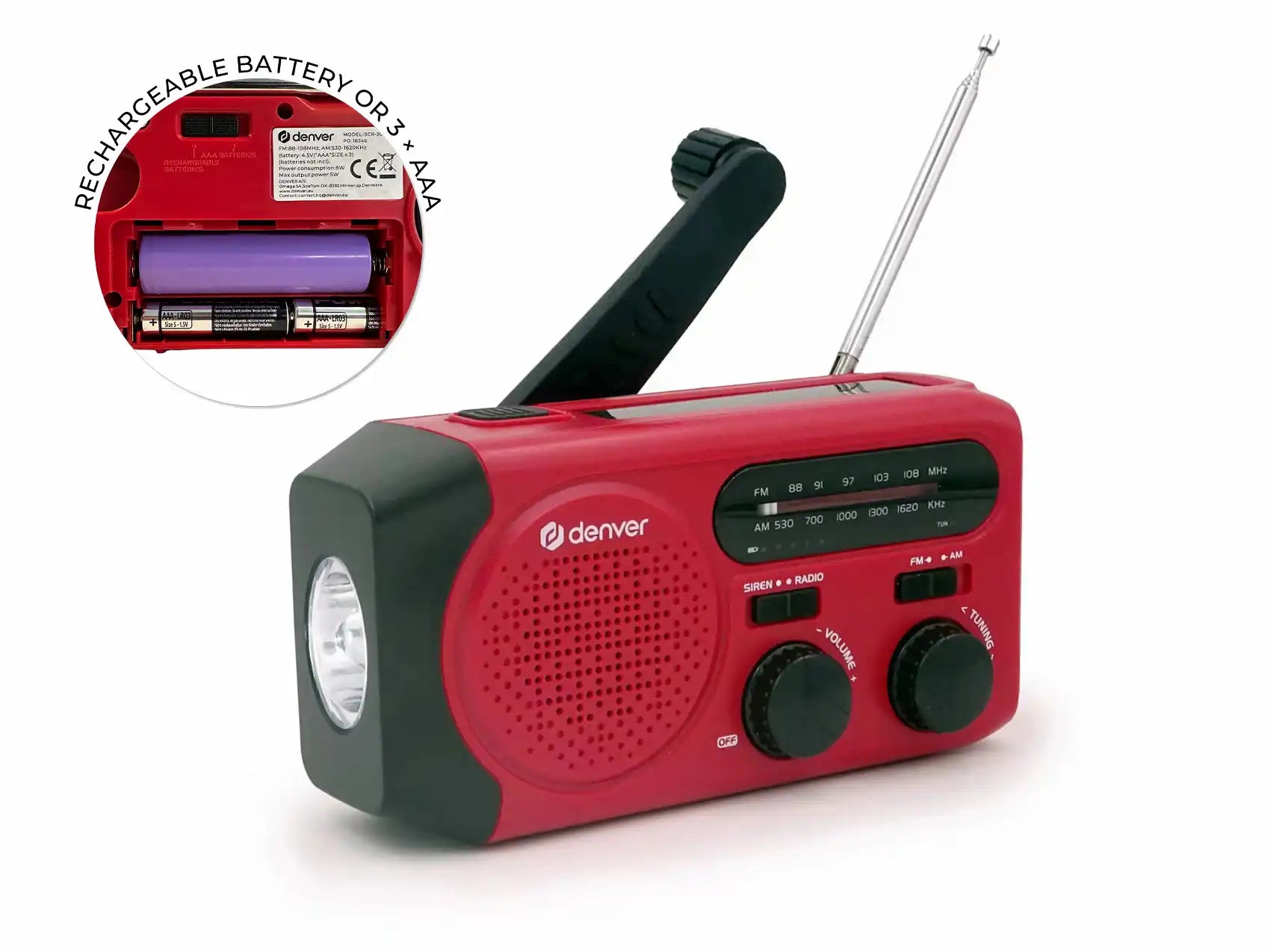 Denver Solar Crank Radio - SCR-2010MK2