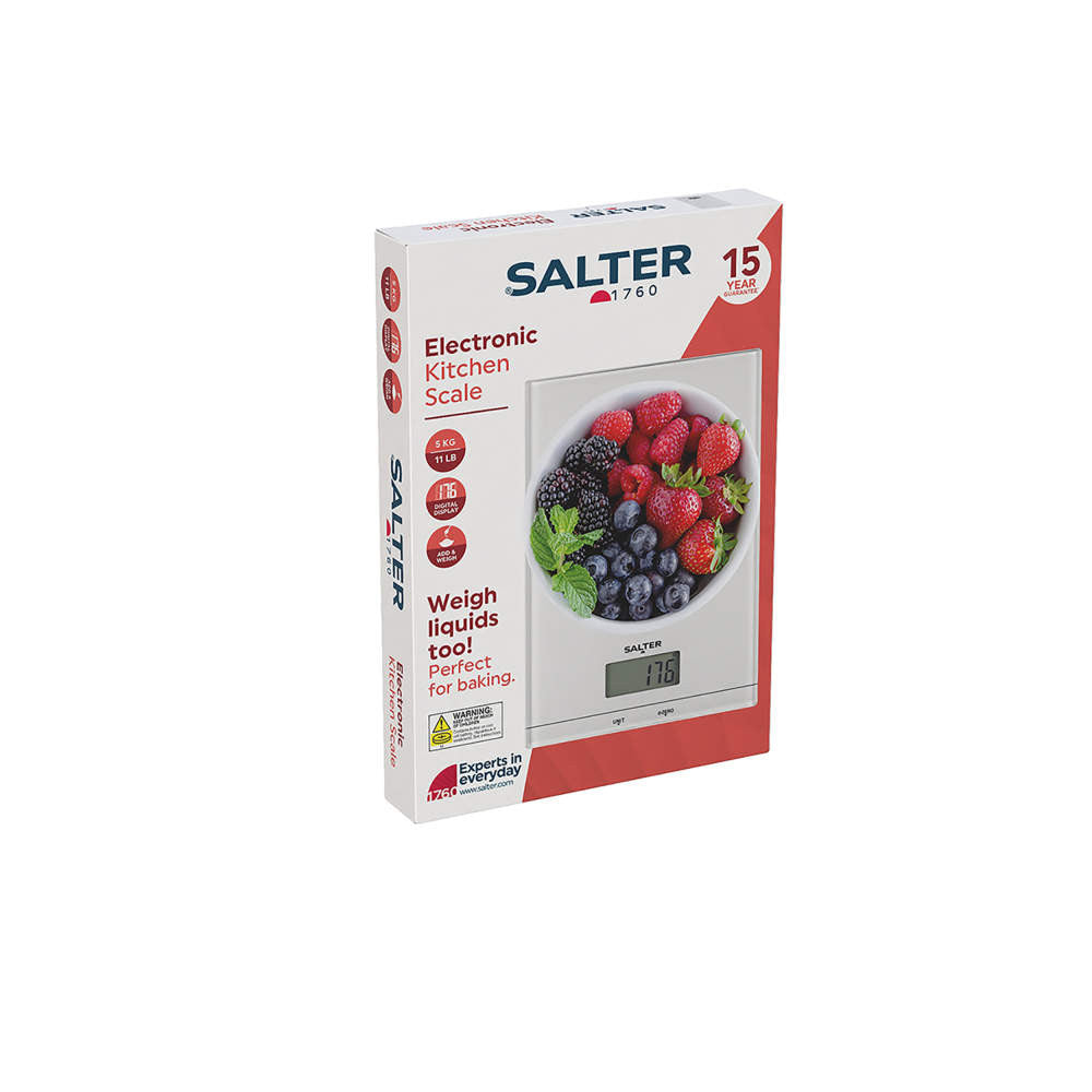 Salter Glass Digital Kitchen Scale - White | SA00450WFEU12