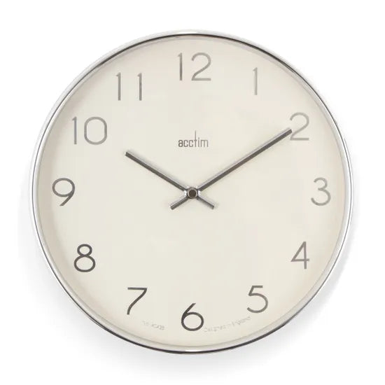 Acctim Elma Chrome/White 25cm Wall Clock - 22832