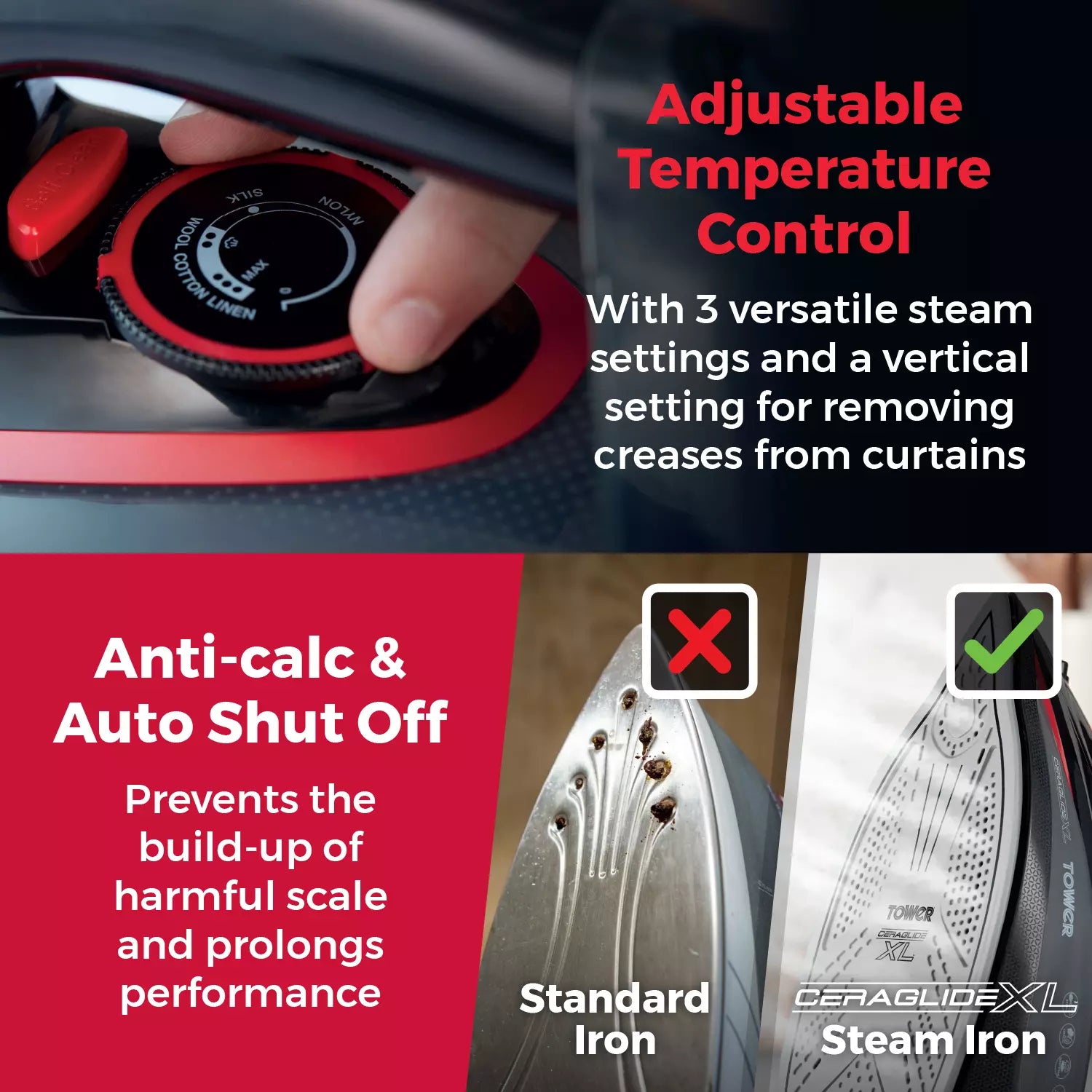 Tower Ceraglide Steam Iron XL Soleplate