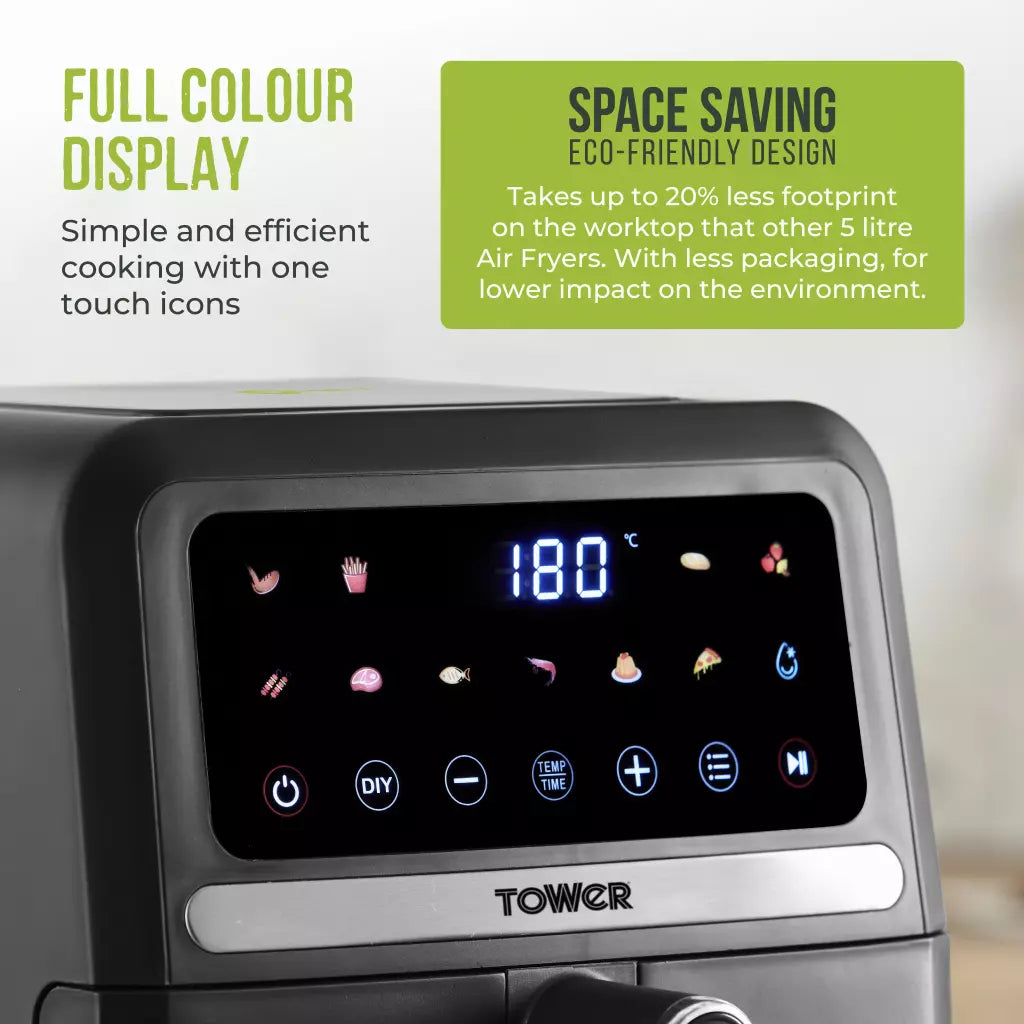 5 Litre Tower Vortx Air Fryer with Digital Colour Display