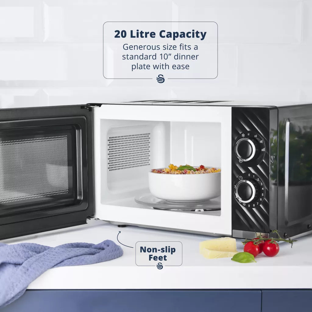 Swan Windsor 20 Litre 800W Black Manual Microwave