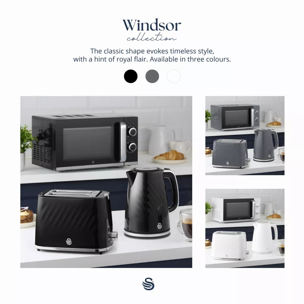 Swan Windsor 20 Litre 800W Black Manual Microwave