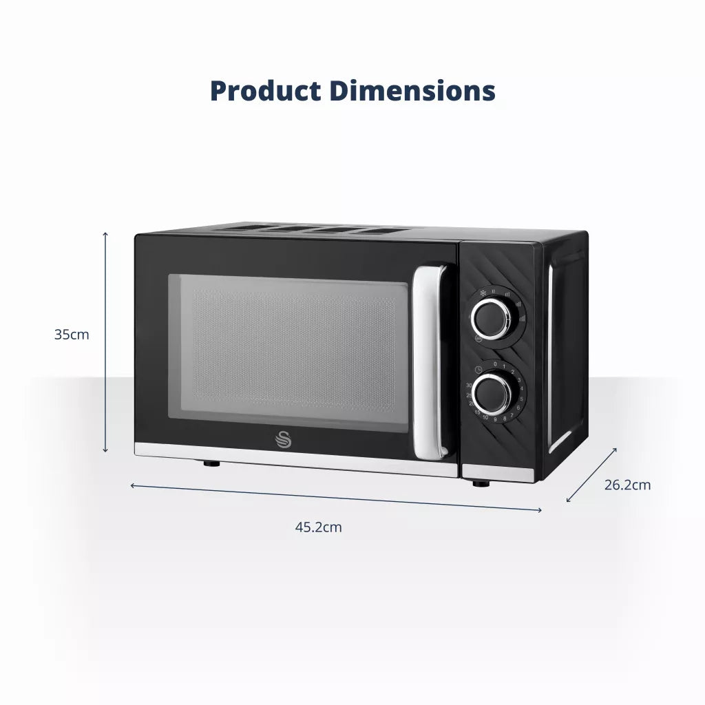 Swan Windsor 20 Litre 800W Black Manual Microwave