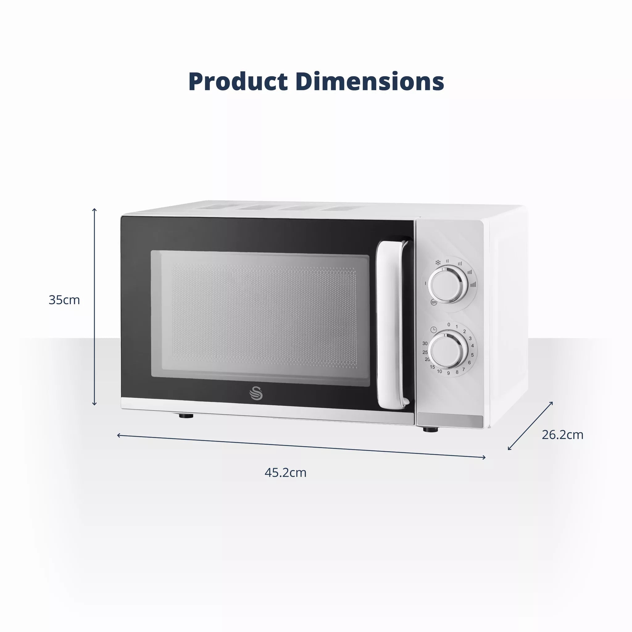 Swan Windsor 20 Litre 800W White Manual Microwave - SM4424WHT