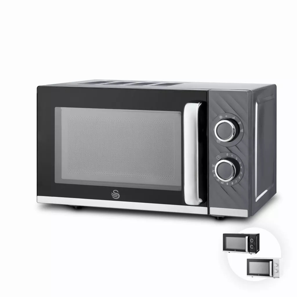 Swan Windsor 20 Litre 800W Grey Manual Microwave - SM4424GRY